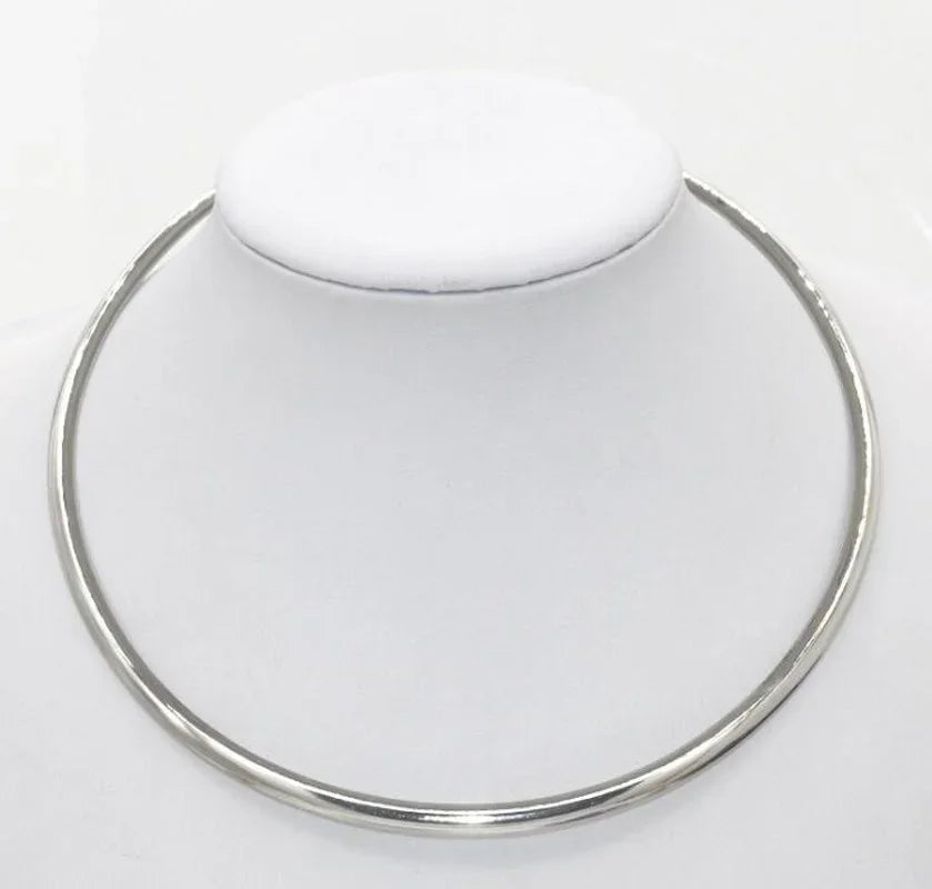 304 Stainless Steel Collar Neck Ring Necklace Silver Color Big Circle Metal Pendant Torque Statement Necklace Jewelry Findings