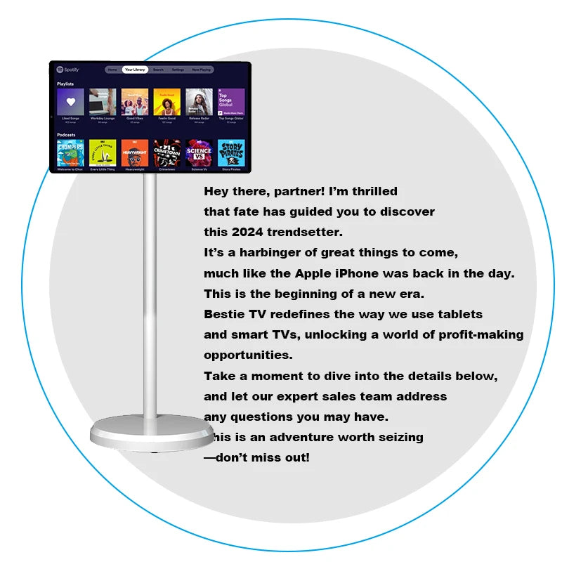 21.5 Inch Portable Smart TV With Touch Screen Display And Interactive LCD Monitor Movable Televisions And Camera