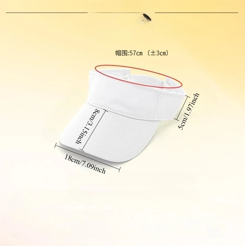 Solid Color Blank Sports Sun Hat Lightweight Breathable Adjustable Empty Top Visor for Golf Running Cycling Beach Summer Outdoo