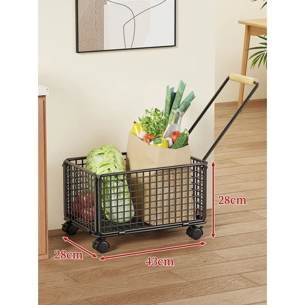 Floor Standing Kitchen Organizer - Single Tier Vegetable Storage Rack with Baskets - Multi-Functional Home Kitchen Shelf