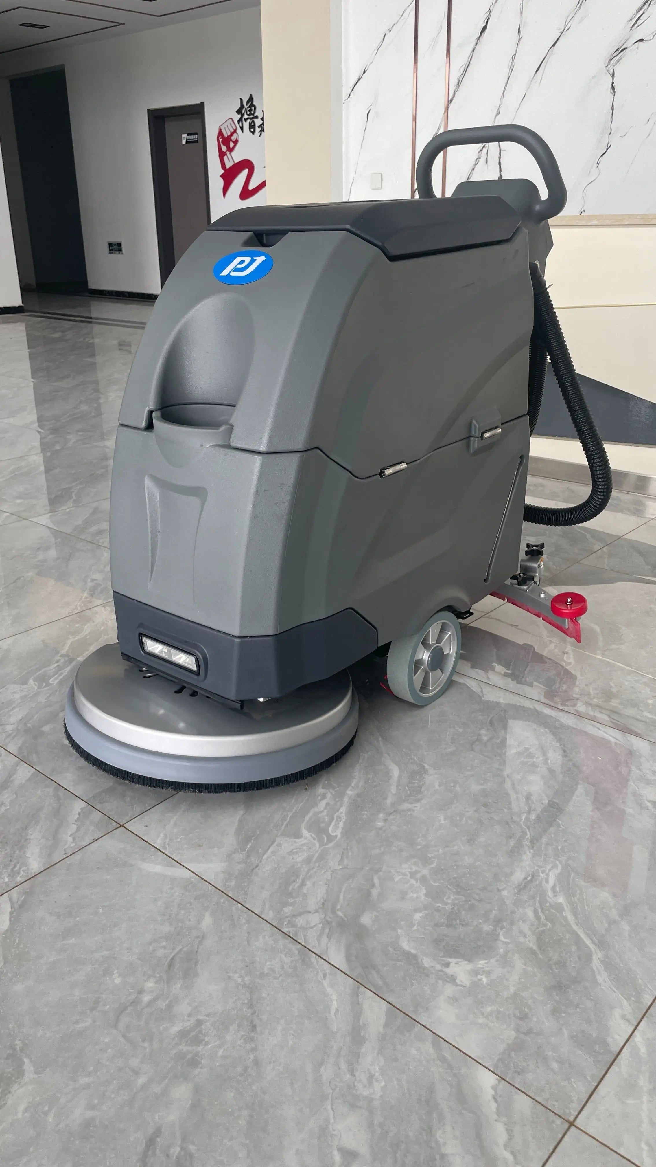 Battery Powered Floor Scrubber, Electric Walk Behind Washer for Tile and Concrete, Efficient Cleaning Machine