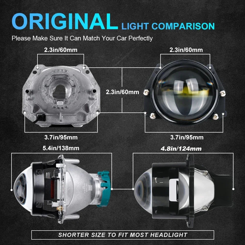 2Pcs 3 Inch Bi LED Projector Headlights Lenses for Hella LED Lights Projector 300W 580000LM Diode Headlamp Car Accessories 12V