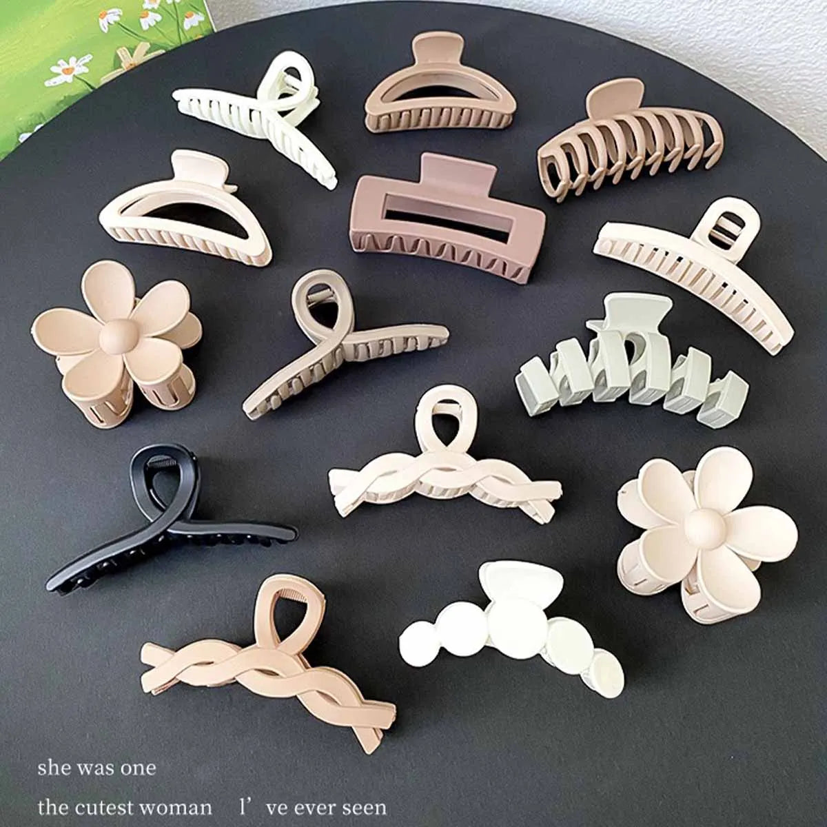 11pcs Fashionable and versatile matte coffee color Maillard style PC hair grab hair accessory combination