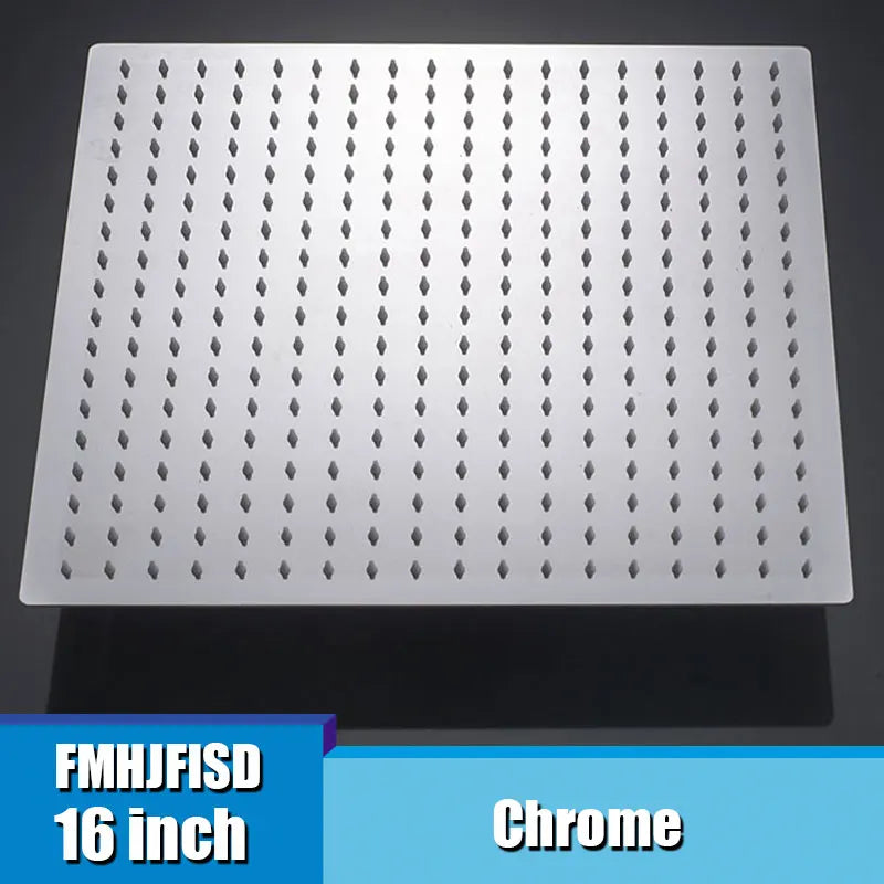 16 Inch Large Square Rain Shower Head Stainless Steel High Pressure Shower Head Polished Finish Ultrathin Bathroom Accessories