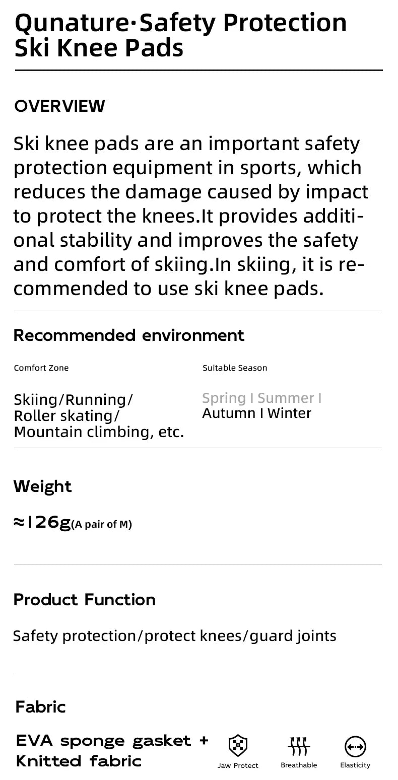 Qunature Sport Knee Pads Single Double Board Ski Knee Pads Protective Gear Knee Anti-fall Riding Outdoor  Legs Knee Pads