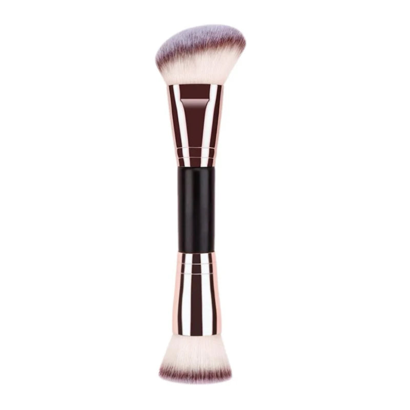 New Double-Ended Makeup Brush, Multi-Functional Foundation Contour Blush Powder Brush, Non-Absorbent High Grade Facial Makeup