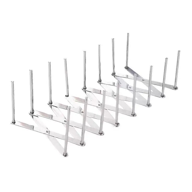 Stainless Steel Dish Rack Adjustable Kitchen Drainer Foldable Utensil Holder For Dishes Cups Pots & Lids Space Saving