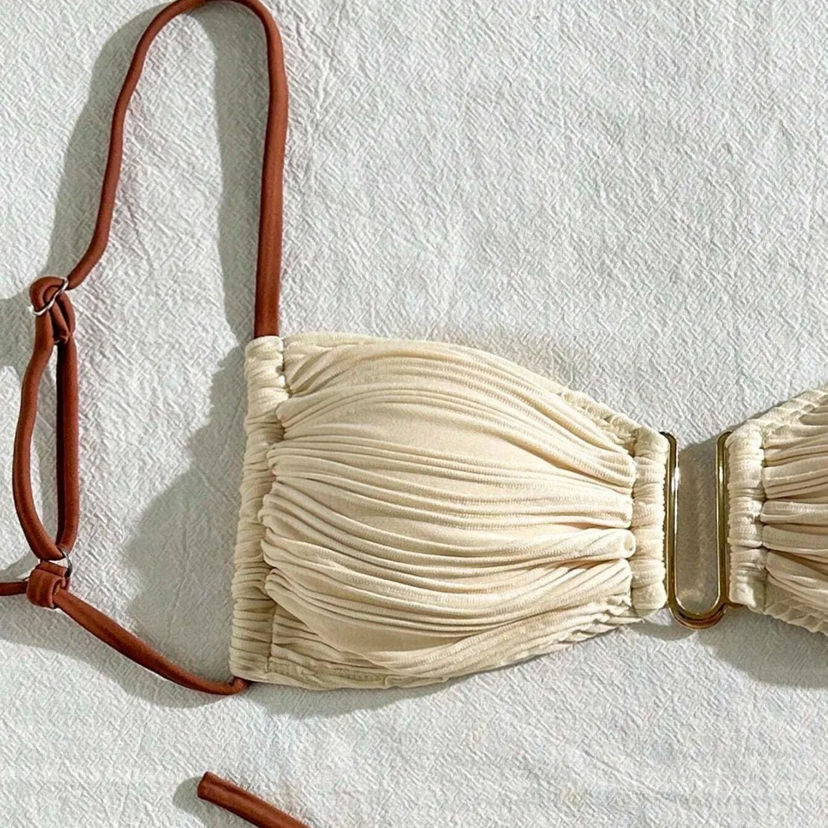 Women Color Block Bikini Set Swimsuit Metal Ring Front 2 Piece Bathing Suit Strappy High Cut Swimwear for Beach Pool Holiday