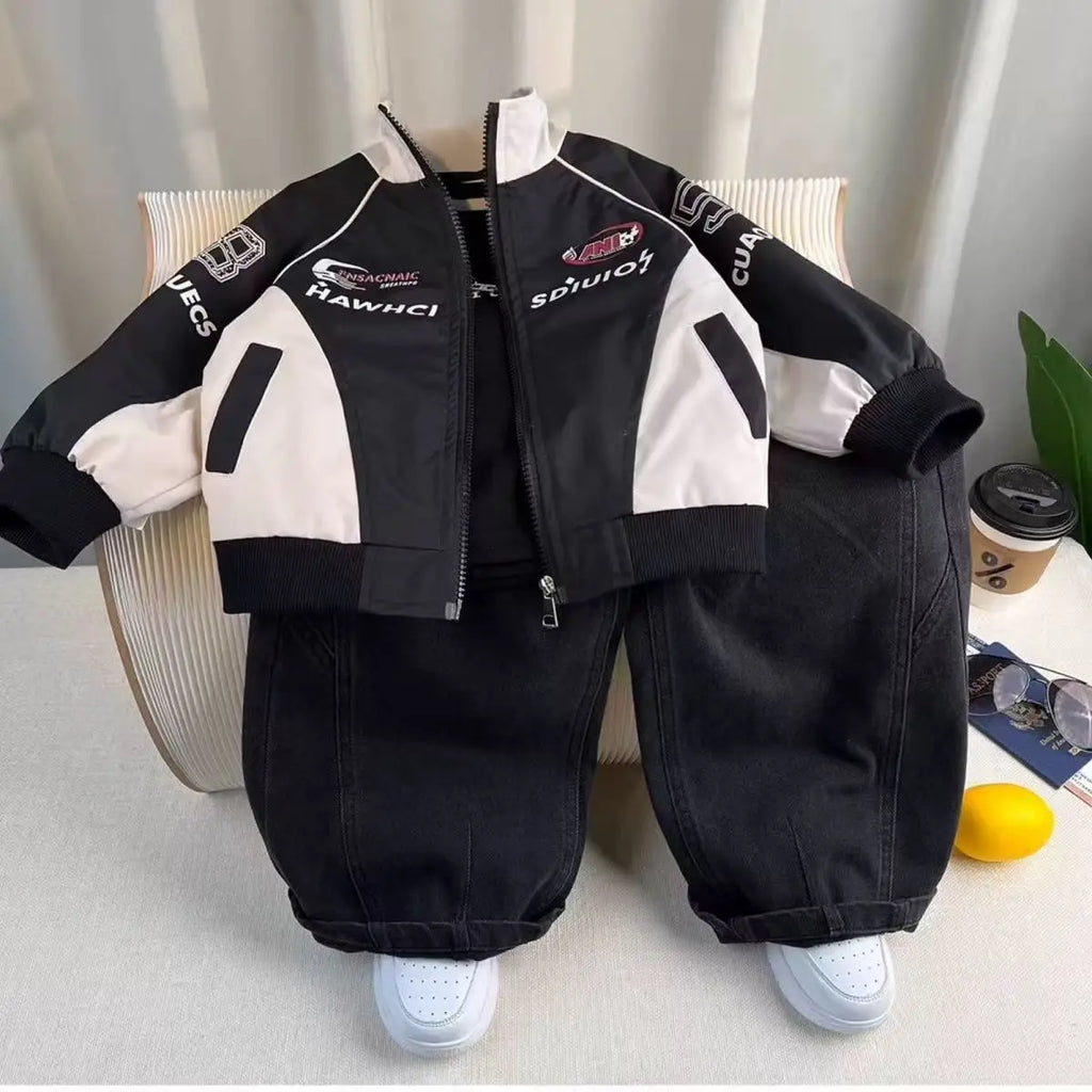 Boys' Outerwear Autumn Children's Cool And Handsome Motorcycle Suit 2026 New Stylish Baby Thin Jacket Trend