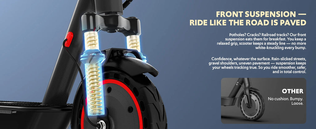Electric Scooter Adults, Foldable E-Scooter with Front Suspension & Front/Rear Turn Signal Lights, 10" Large Honeycomb Solid Tires, 550W Motor, 36V 10.5AH Battery, Up to 20 Miles Range & 22 MPH