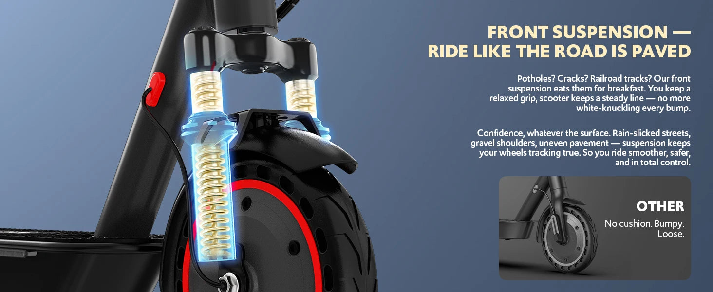 Electric Scooter Adults, Foldable E-Scooter with Front Suspension & Front/Rear Turn Signal Lights, 10" Large Honeycomb Solid Tires, 550W Motor, 36V 10.5AH Battery, Up to 20 Miles Range & 22 MPH