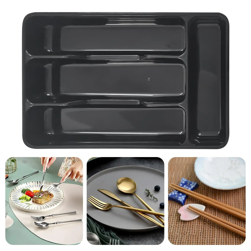 Compact Silverware Organizer with 4 Compartments Flatware Holder, Kitchen Cabinet Countertop Storage Solution Home College Use