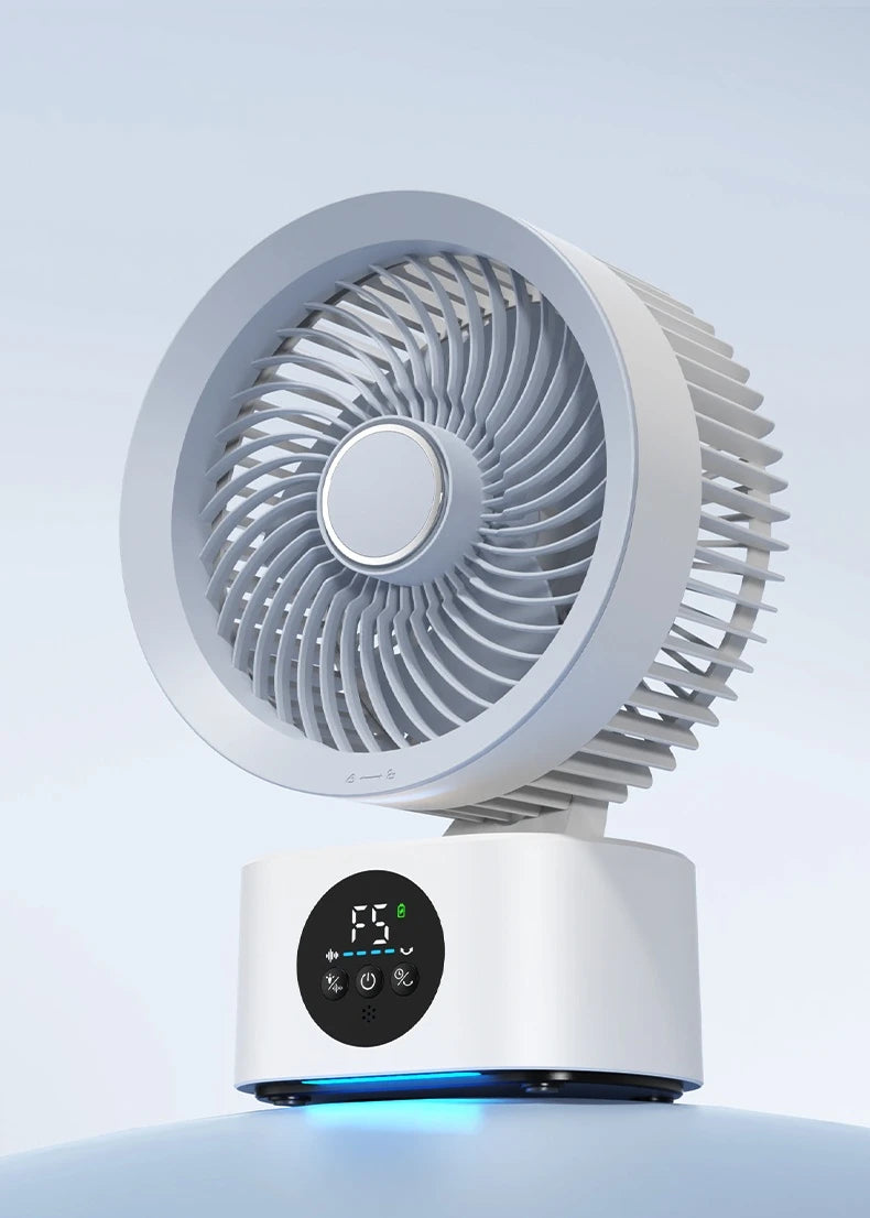 HOMEFISH USB Rechargeable Wall‑mounted Fan Foldable Swivel Portable Fan Built‑in Night Light Household Air Cooling Fan