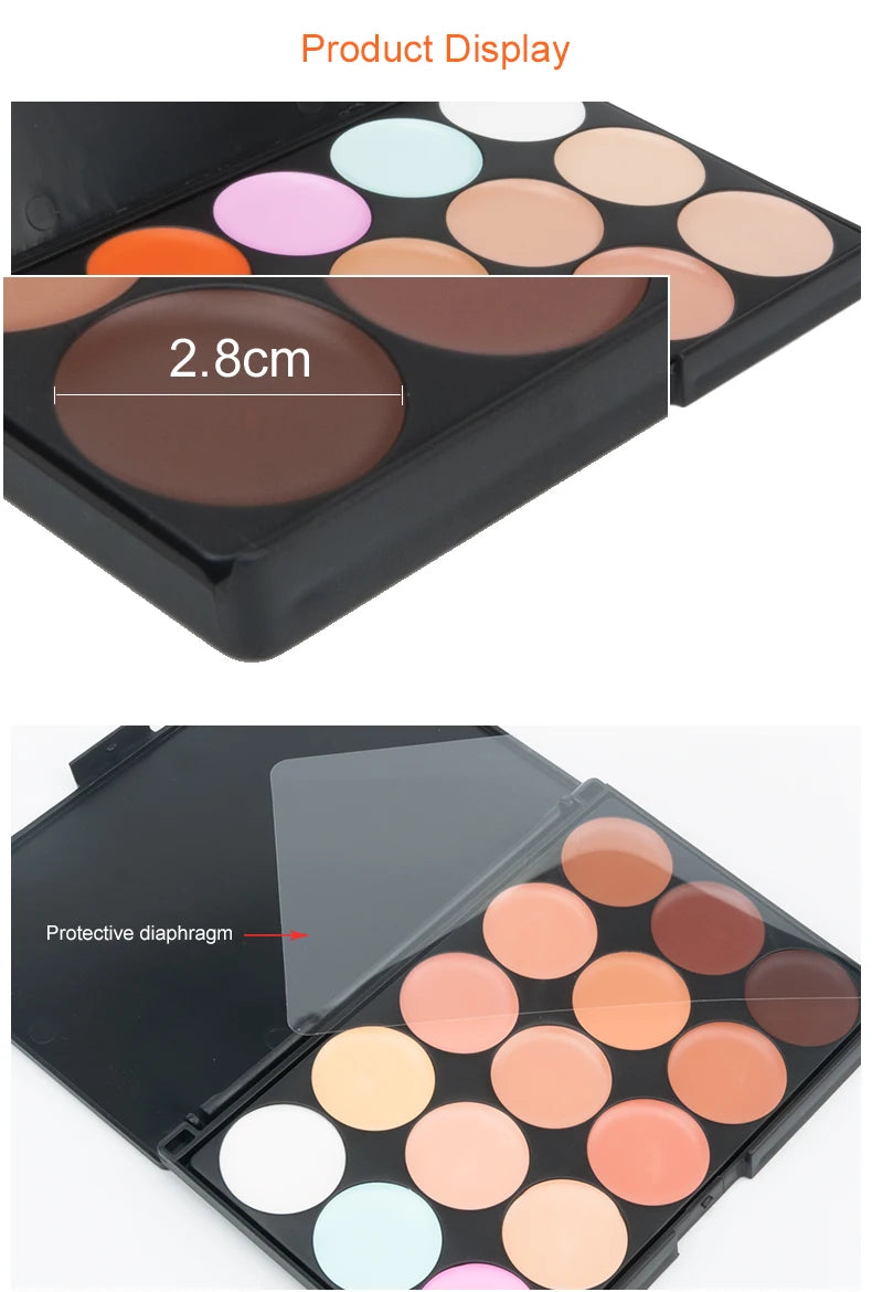 15 Colors Face Concealer Cream Contour Palette,Moisture Cream Makeup Foundation Full Coverage Foundation Covering Perfect Makeup