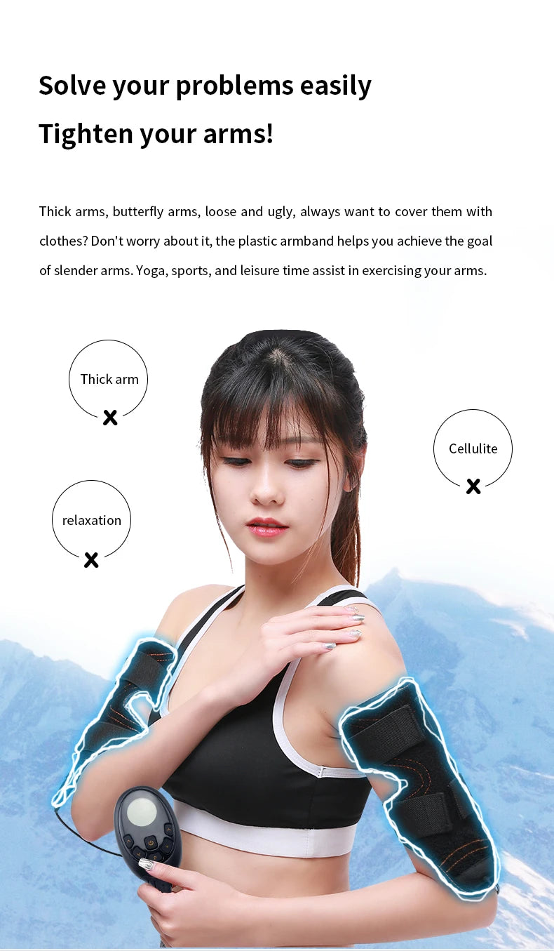 Electric Muscle Stimulator ABS Toning Belt,Gym Sports Weight Loss Body Shaper Vibrator Arm Belly Waist Massager EMS Arm Traine