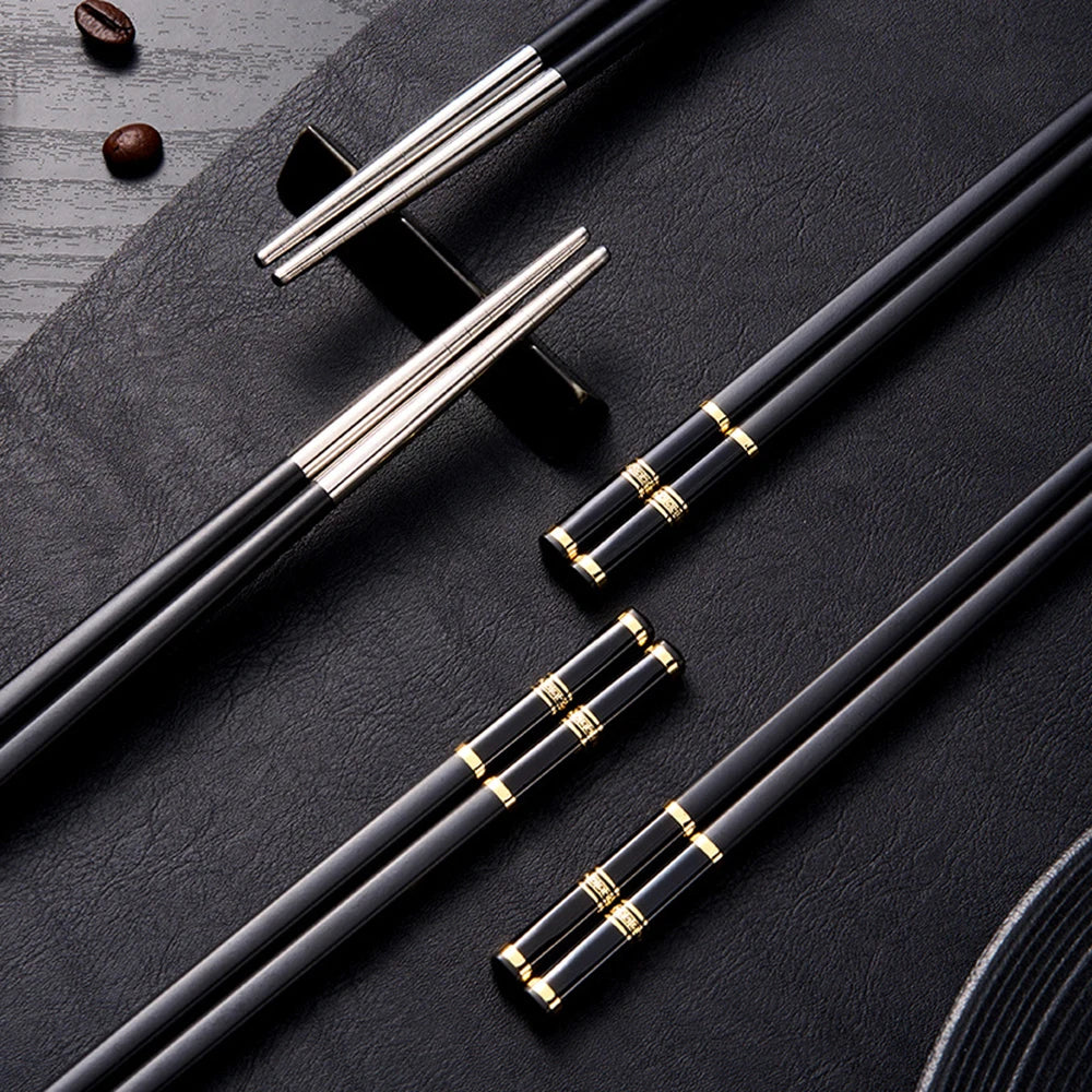2-8 Pairs Alloy Chopstick Reusable Non-slip Sushi Food Chop Sticks Chopsticks Metal Chinese Chop Stick Tableware Kitchen Gadgets