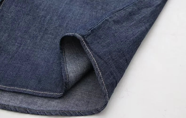 Mori kei denim blouses women spring autumn Japanese peter pan collar blue solid denim shirts casual jean basic shirts