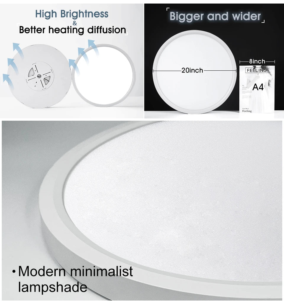 Led Ceiling Lights Large 20Inch Ultra-thin Remote Control APP Dimmable Smart Modern Lamp For Living Room Bedroom Home Decoration
