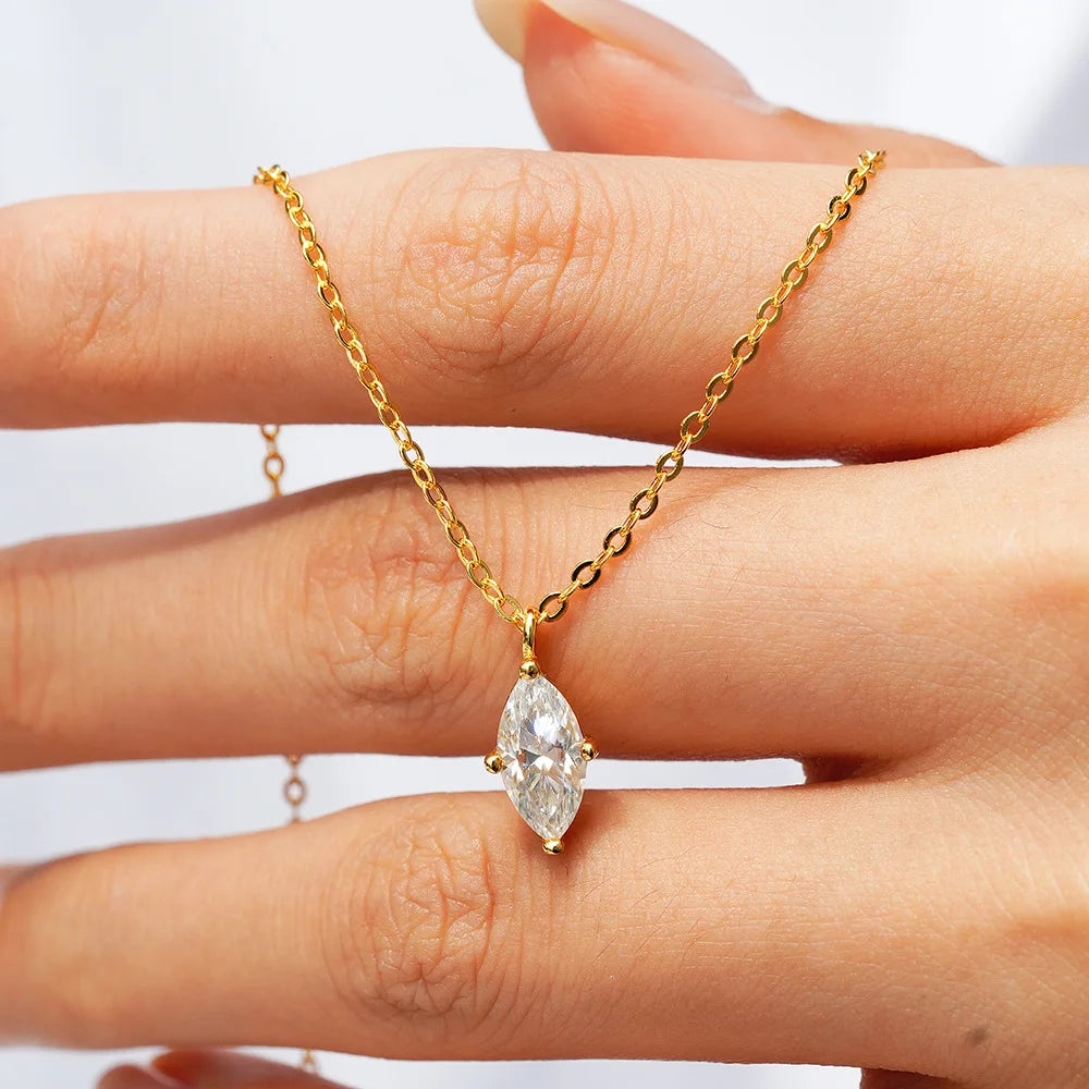 1CT / 2CT Emerald Heart Pear Princess Moissanite Diamond Pendants Necklaces For Women S925 Silver Fine Jewelry Women's Pendants
