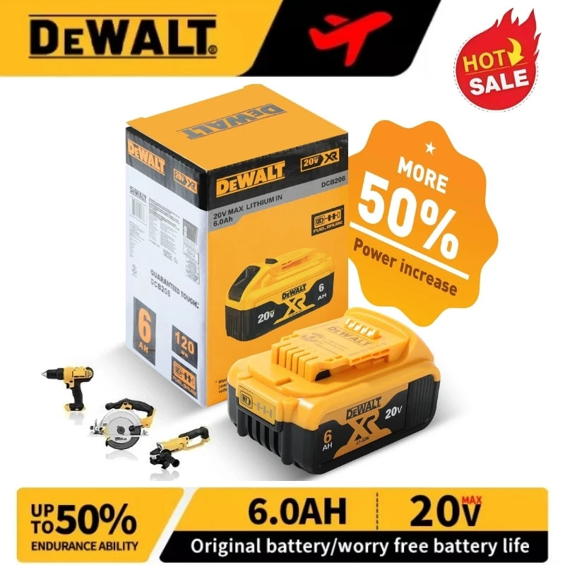 DeWalt Original 20V 60V 6Ah 9Ah MAX Battery Power Tool Replacement for DeWalt DCB184 DCB182 DCB205 DCB200 18Volt 20v Battery