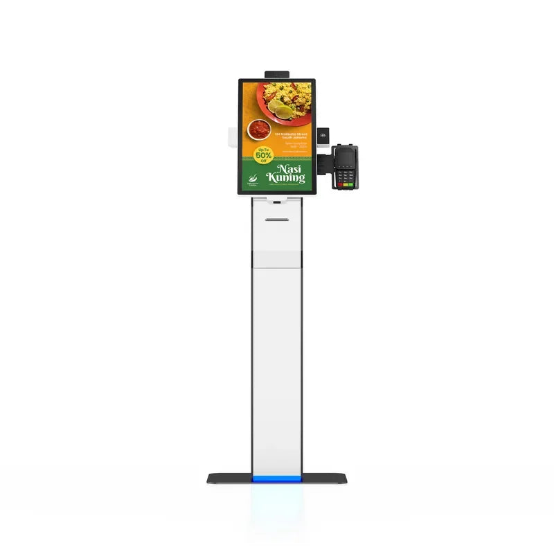 For Supermarket Restaurant 21.5 Inch Self Service Kiosk Touch Screen POS Terminal Vertical Ordering Machine with QR Code