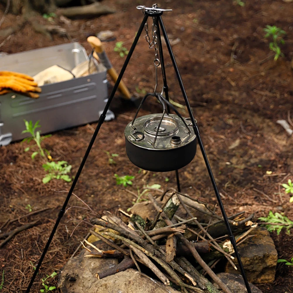 Camping Campfire Tripod for Hanging Pot Outdoor Cookware Picnic Cooking Pot Grill Rack Barbecue Support Aluminum Alloy Tripod