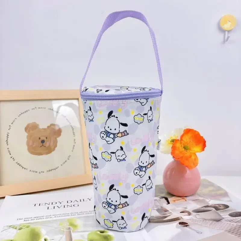 Sanrio Handheld Water Cup Bag Hello Kitty Cold Insulation Heat Preservation Portable Cartoon Water Bottle Pocket Kawaii Outdoors