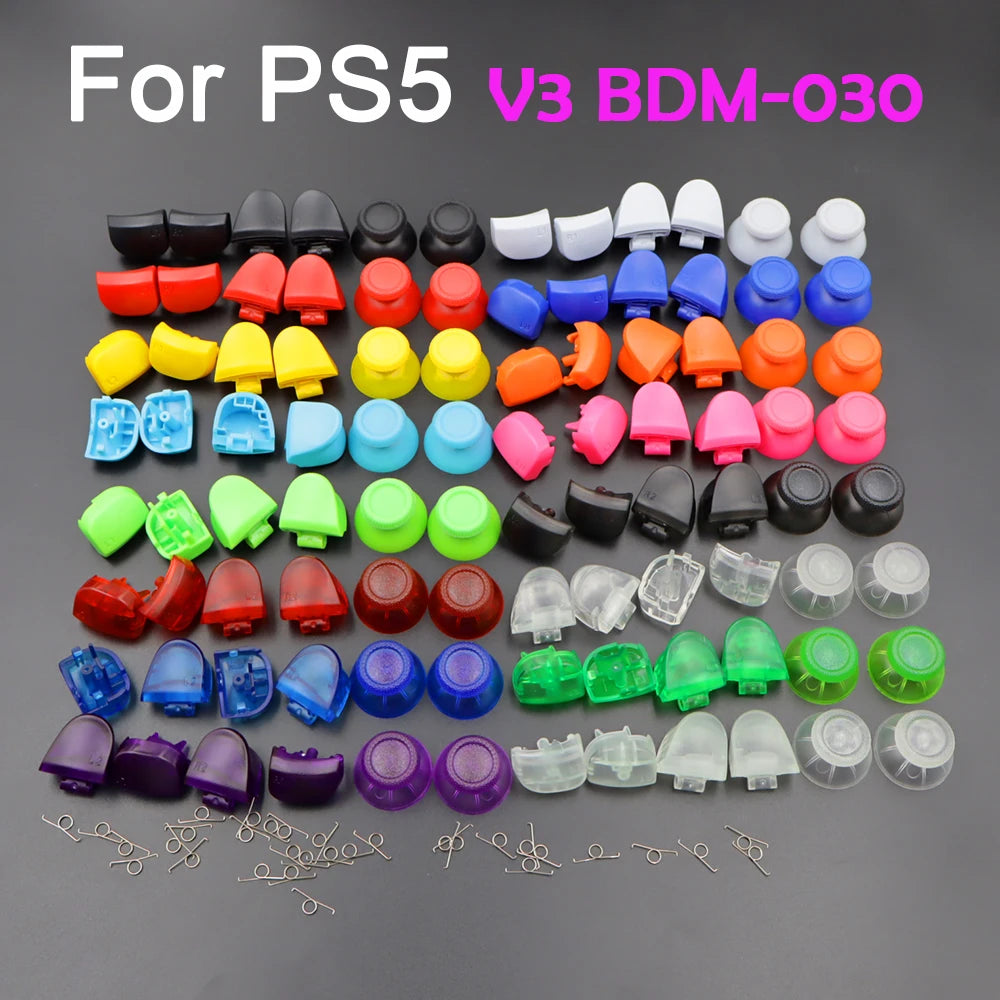 1Set BDM-030 Joystick Thumb Caps & R1 L1 R2 L2 Game Trigger Buttons with Spring for PS5 V3.0 Controller Replace Part