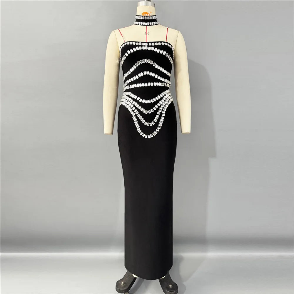Women New Arrival Sexy Strapless Beading Bandage Dress Bodycon Clothes Club Party Evening Elegant Dresses