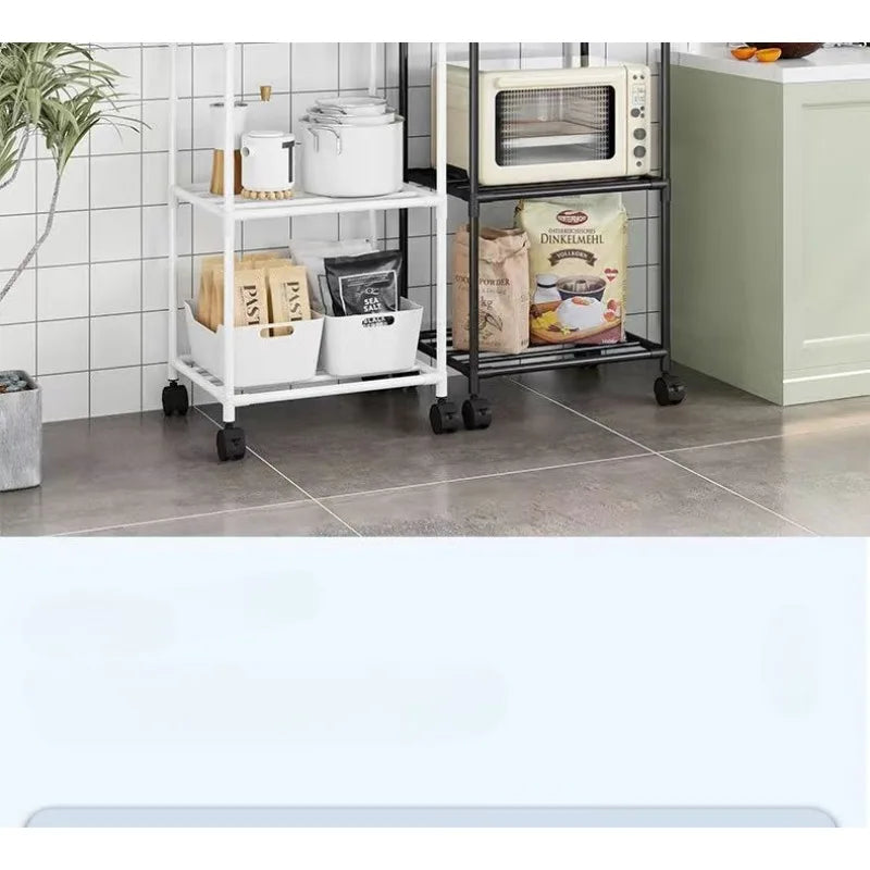 Kitchen storage cart for shelves - multi-level floor-standing household storage unit - bathroom shelf organizer