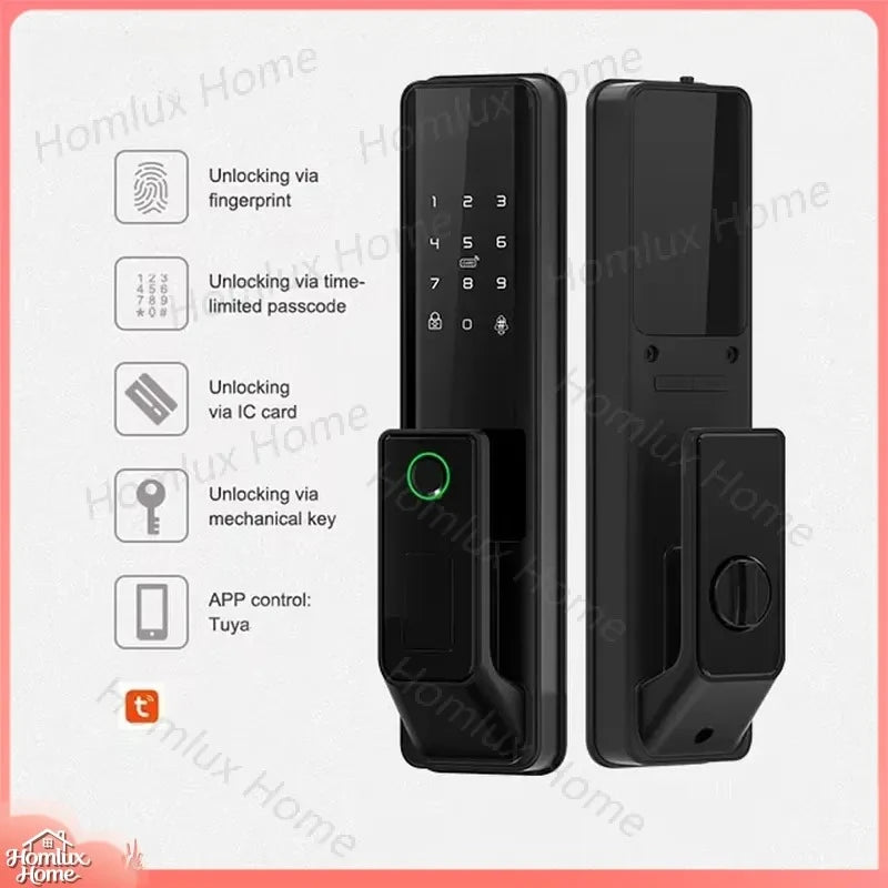 Tuya WiFi Fingerprint Doorbell Smart Door Lock with Push Pull Mechanism Aluminum Alloy 5050 Pin Code Keyless Lock