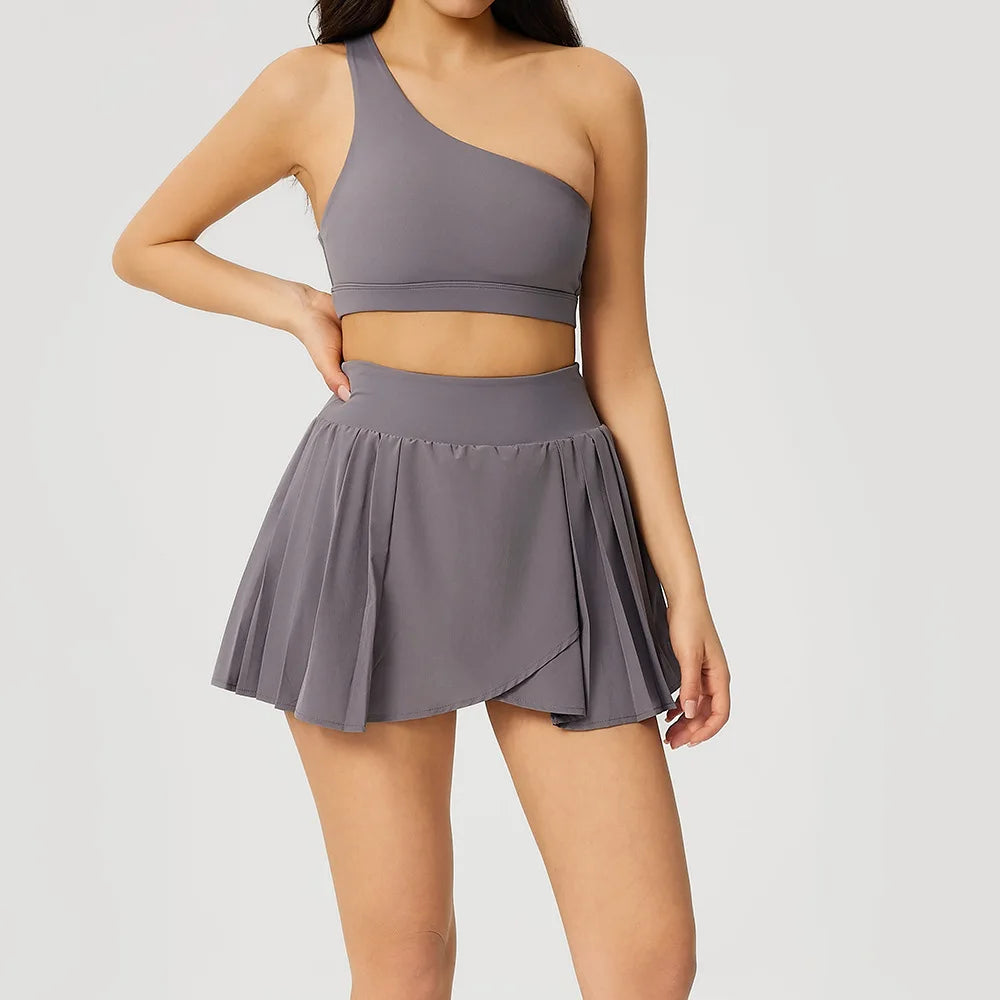 Women 2PCS Gym Sport Bra + Yoga Skirt Sets Workout Brassiere Tops for Women Yoga Clothes Fitness Skorts Gym Set Push Up Yoga Set