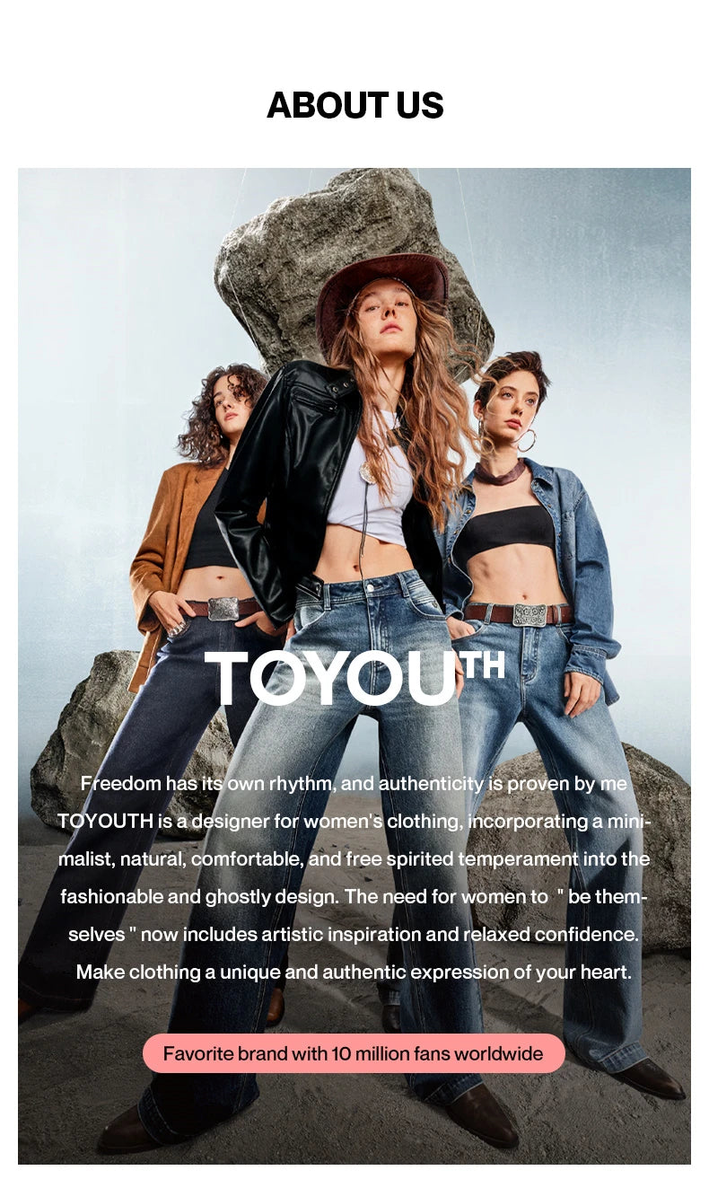 TOYOUTH Women Denim Jeans 2026 Summer New High Waist Curved Knife Pants