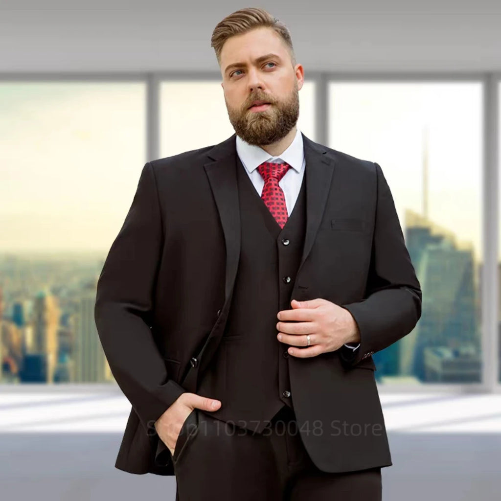 Fat Brother Big Size Men's Suits Formal Business Dress Fashion 3 Piece Set for Wedding Party Prom XS-6XL Jackets Vest Pants