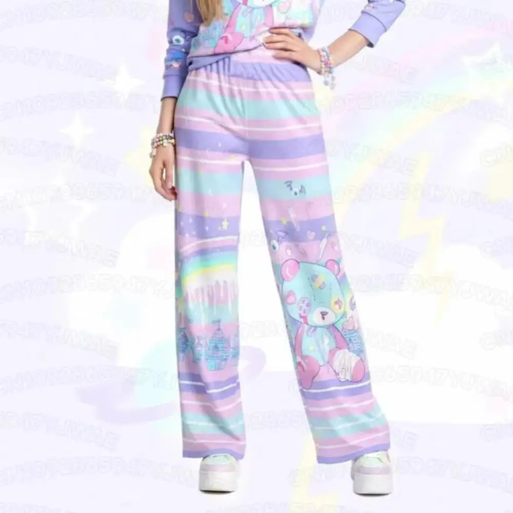 Spring and Autumn Women's Men's Gothic Hip Hop Yami Kawaii Y2K Print Street Style Casual Long Pants