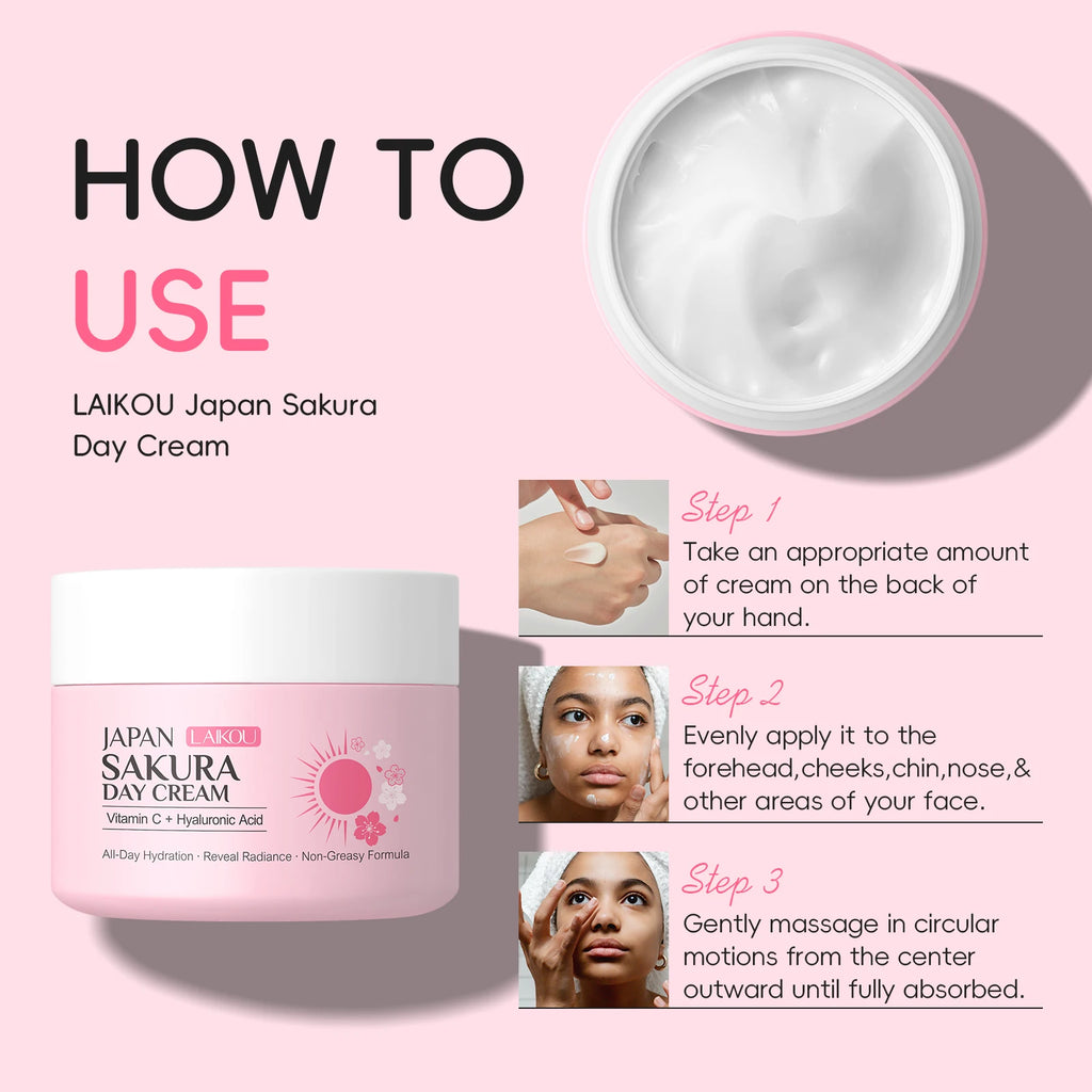 LAIKOU Japan Sakura Day & Night Cream Set 30g*2 Day Hydrating Night Repair Radiant Skin Care Kit