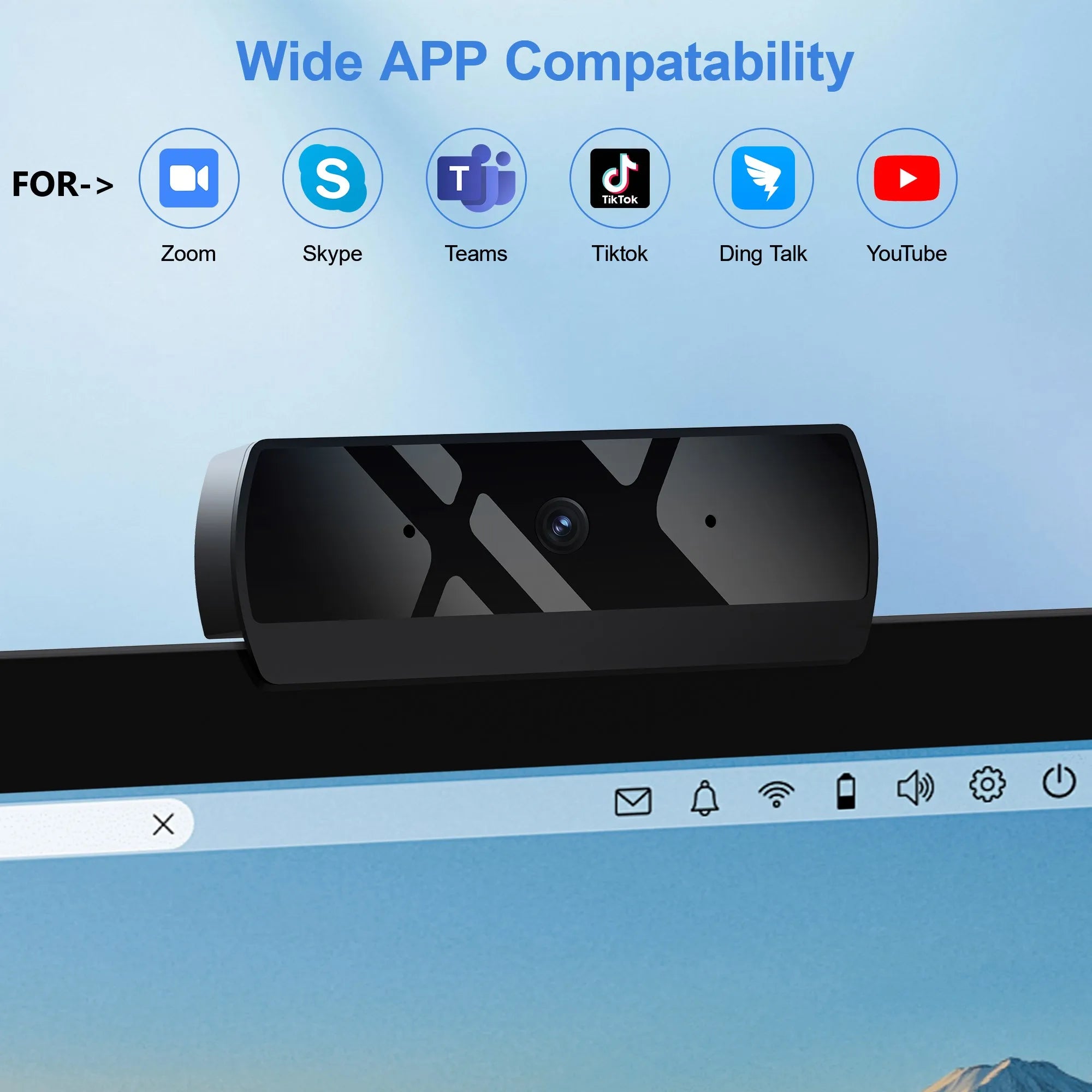 Full HD Webcam with Built-in Microphone and Rotatable Tripod, 1080P Video and Wide Angle Camera, Privacy Cover, for Desktop PC