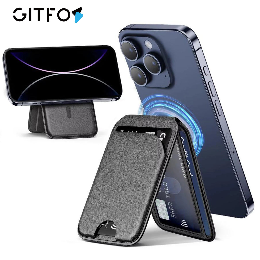 GITFOS Magnetic Wallet Phone Stand for IPhone17 16 15 14 Lightweight MagSafe Phone Card Stand Leather Magnetic Card Holder