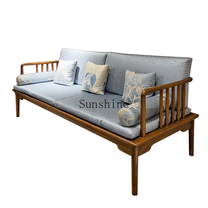 Fabric sofa living room modern simple solid wood new Chinese model room 123 combination  FT