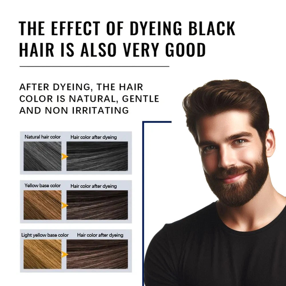200ml Long-Lasting Natural Permanent Beard Dye Shampoo for Men, White and Gray Beard Hair,Beard Dye Shampoo for Men Natural Hair