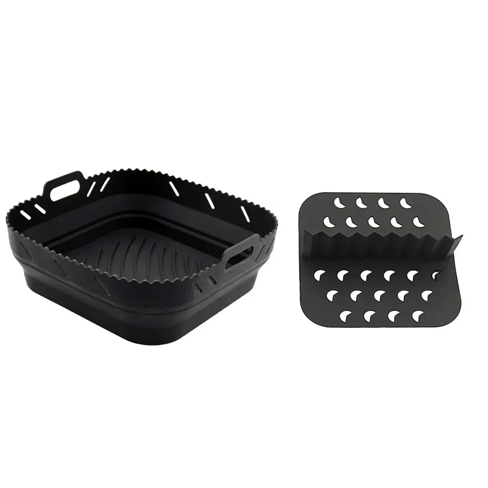 Dishwasher safe Square Silicone Air Fryer Liner Reusable Heat Resistant eazy clean air fryer silicone liners with divider
