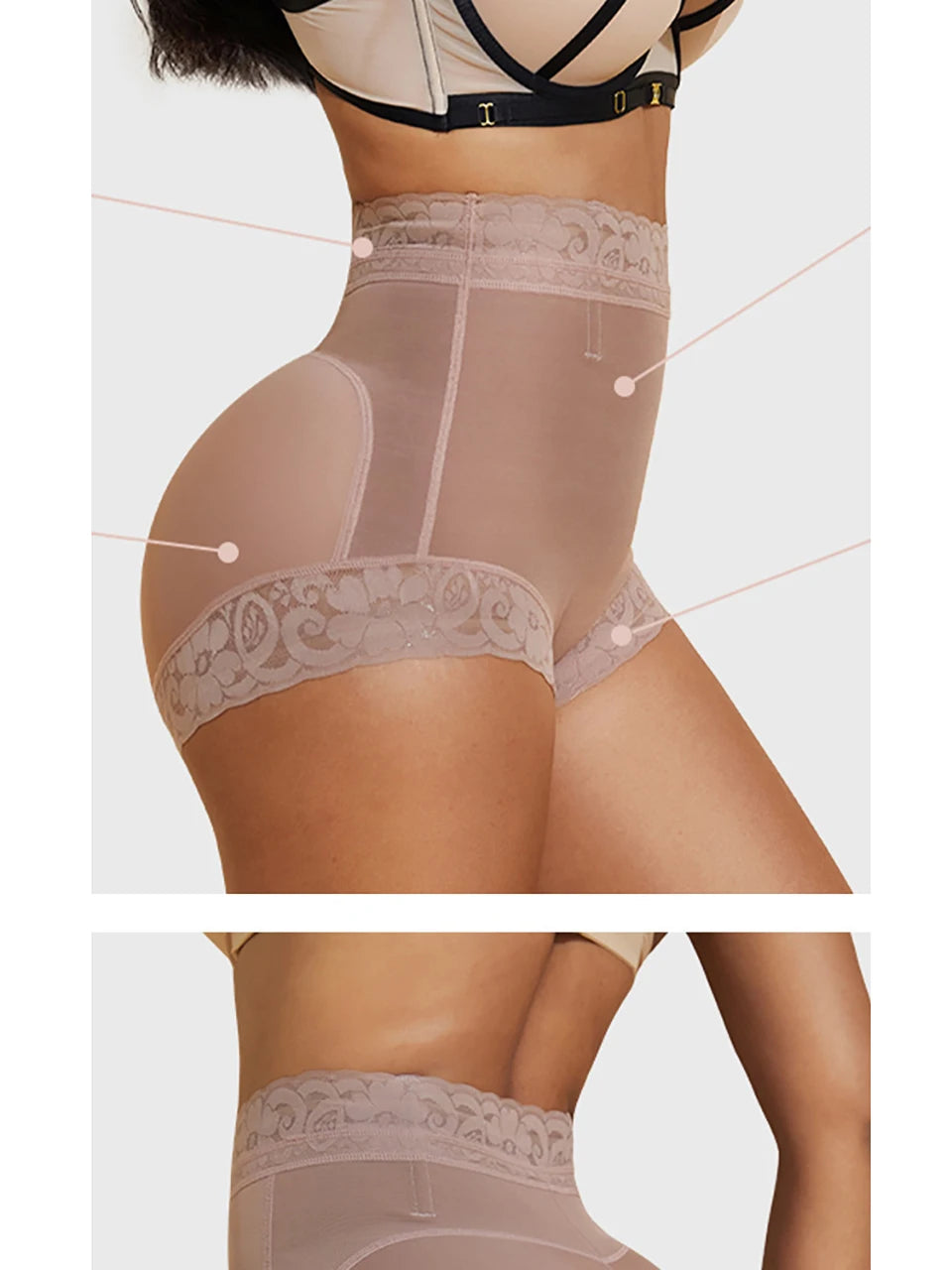Women Slimming Shapewear Panties Mid Waist Trainer Hip Enhancer Underwear Compression Unti-Slip Lace Tummy Control Undershorts