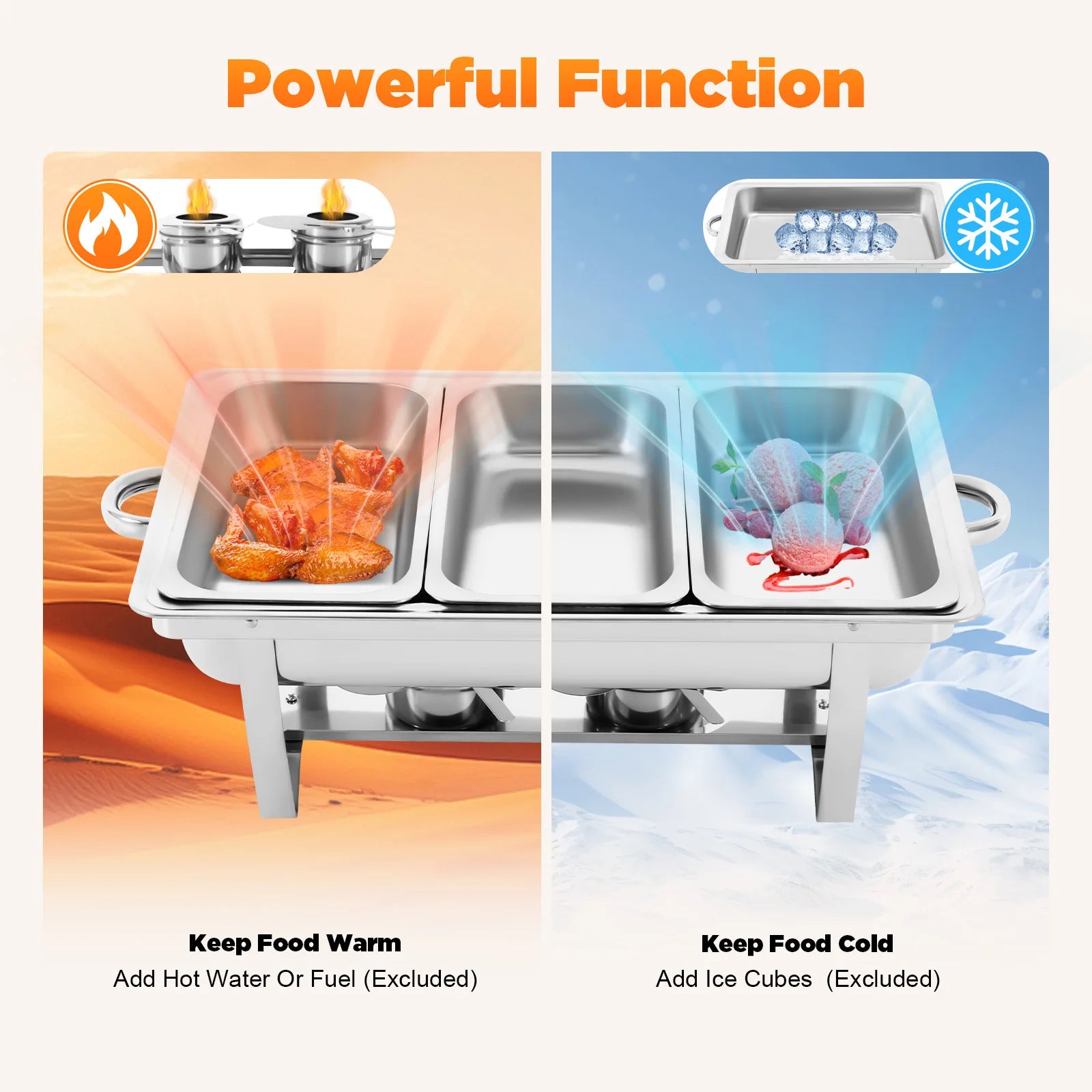 Stainless Steel Chafing Dish Buffet Set Rectangular Catering Chafer Warmer Buffet Dishes Warming for Restaurants, Buffets