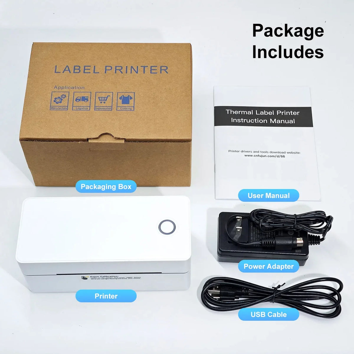 Thermal Label Printer Small Wireless Shipping Label Printer 4X6 inch Portable Maker Compatible with Various systems