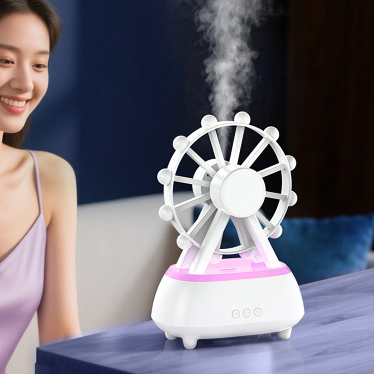 Ferris Wheel Essential Oil Diffuser 7 Colors Lights Aromatherapy Diffuser Noiseless for Large Bed Room Home Office