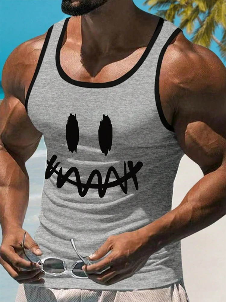 Summer Daily Urban Casual Men's Tank Top Fitness Exercise Breathable Men's Tank Top Outdoor Street Fashion Men's Tank Top
