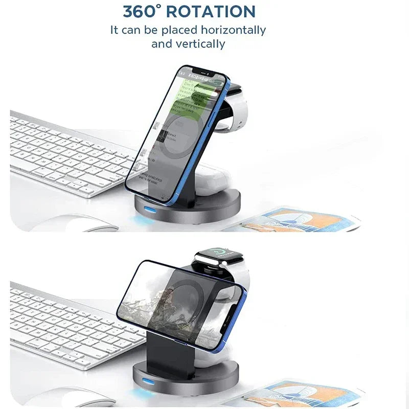 Wireless Charger Stand PFor iPhone 17 16 15 14 13 12 Pro Max Apple Watch 8 7 6 AirpodsMagnetic ad Fast Charging Station Dock