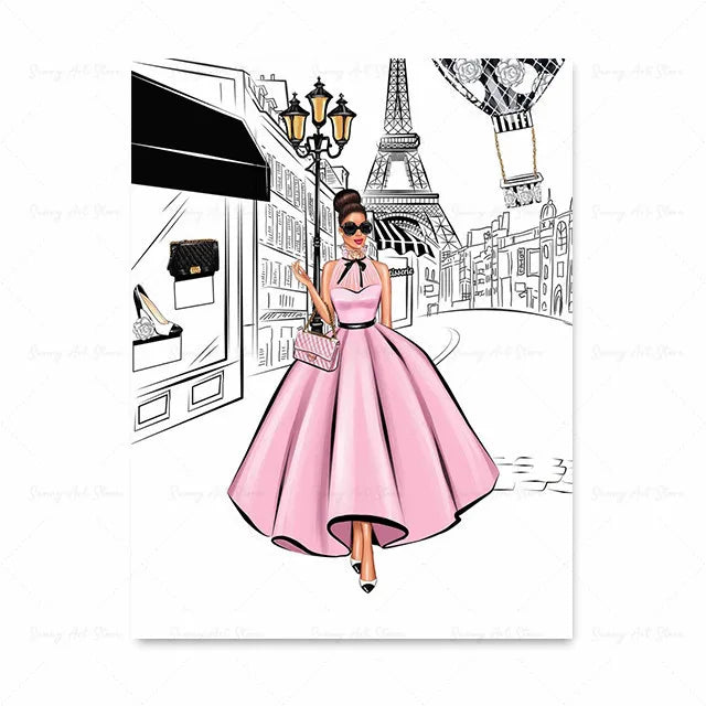 Abstract Fashion Girl DIY Diamond Painting New Lipstick Wall Art Makeup Perfume Bottle Embroidery Pink Paris Bedroom Home Decor