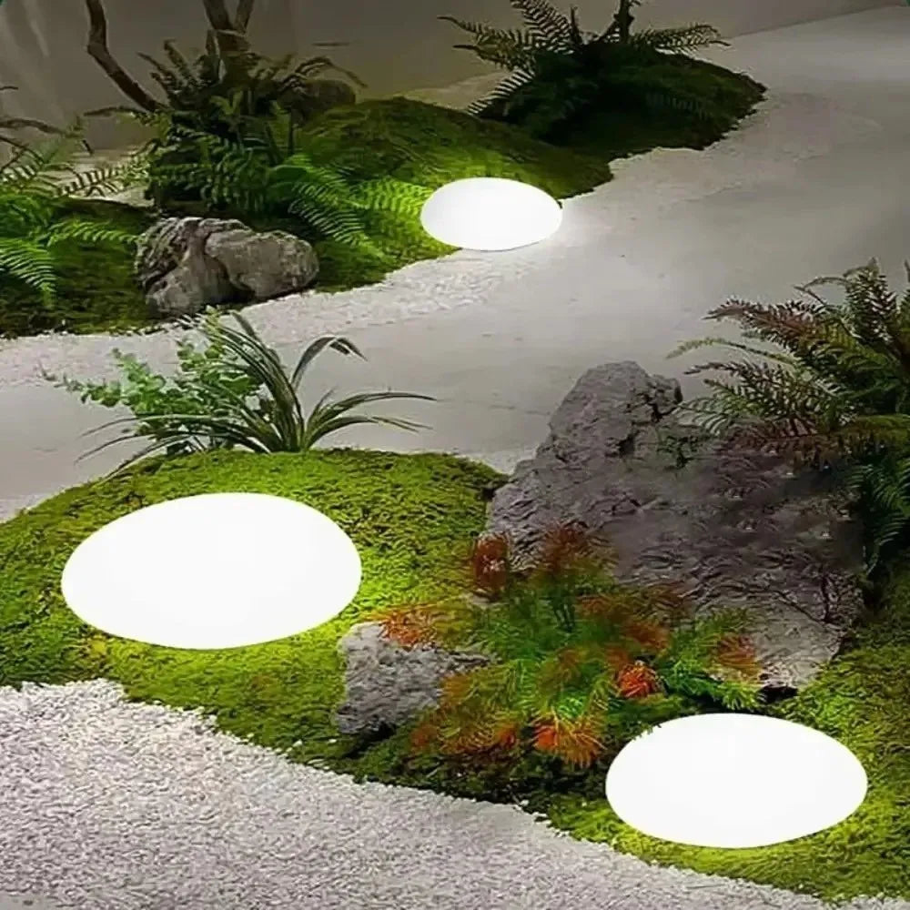 LED Solar Stone Light Solar Powered Decorative Frosted Glass Ground Lamp Waterproof Outdoor Waterproof Lantern Garden