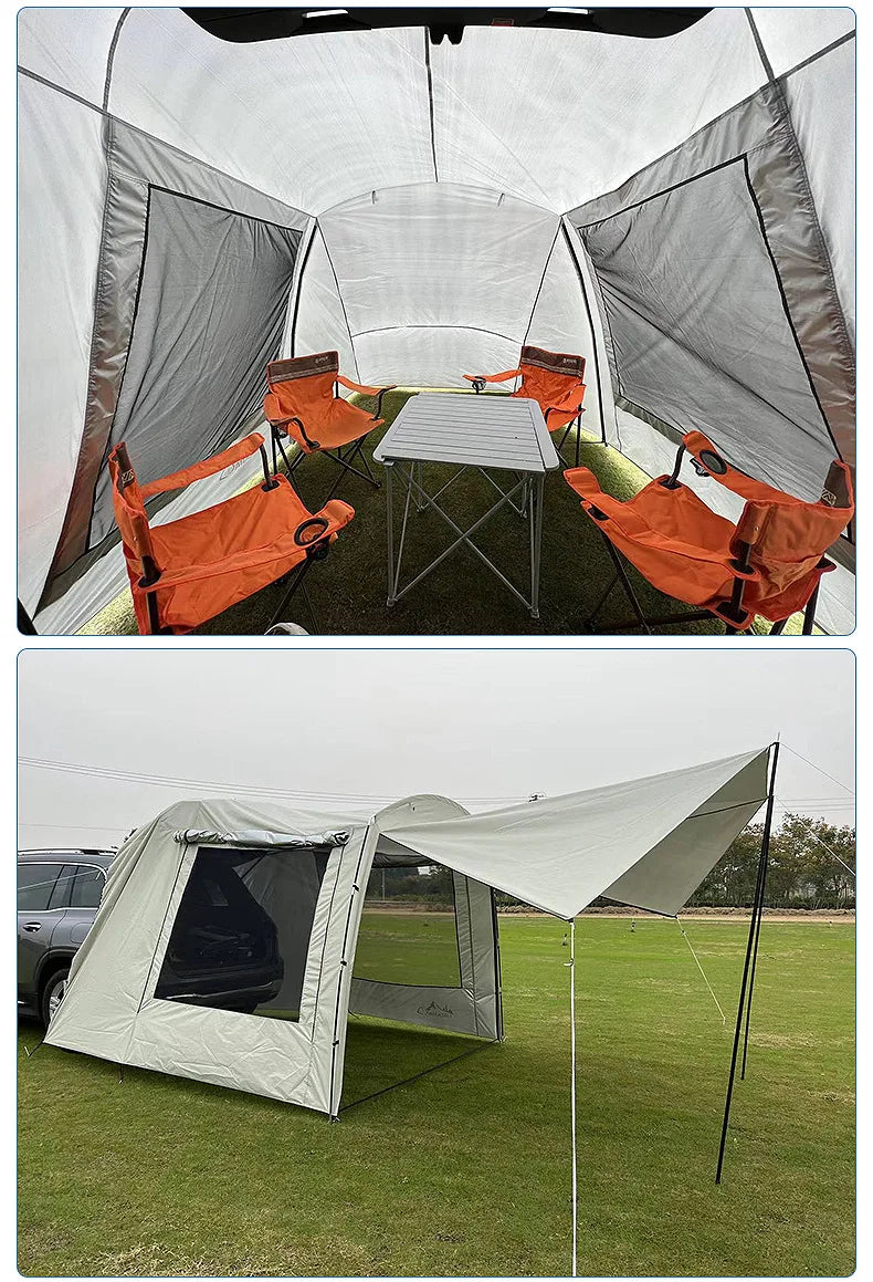 Camping Car Box Docking Tent, Portable Waterproof Car Rear Tent, 3-4 Person Extension Tent, Sunshade Tunnel Tent Outdoor
